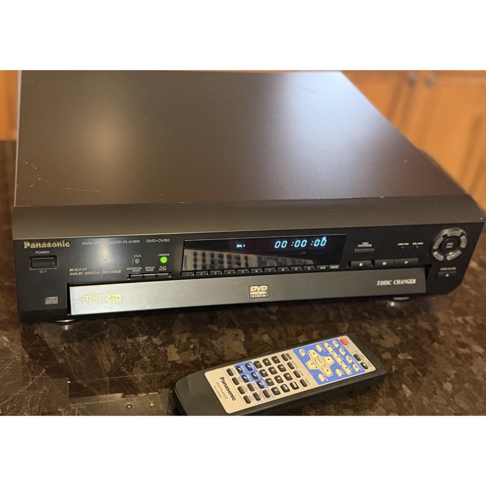 Panasonic DVD-CV50U 5-Disc DVD CD Changer Player Bundle w/ Remote Tested